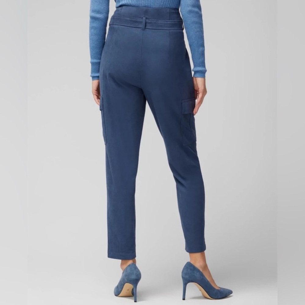 WHBM Blue Suede Paper-bag Pants size 8